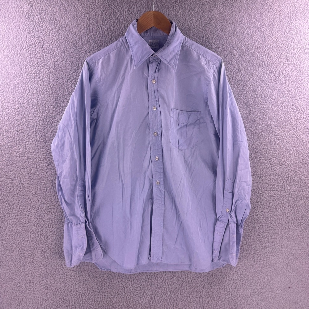A. Sulka & Company Mens Blue French Cuff Dress Shirt 15.5 33 Luxury Cotton